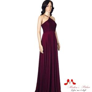 Lulu’s Burgundy Floor Length Formal Dress